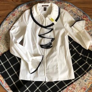 Adrianne Vittadini White Black Blouse